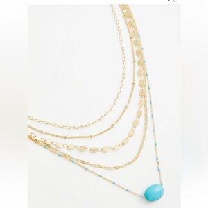 Torrid Gold and Turquoise Multi-Layer Necklace